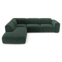 ECKSOFA LINKS Gemusterter Samt Smaragdgrün 269cm - Smaragdgrün, Textil (221/269cm) - Sia Home