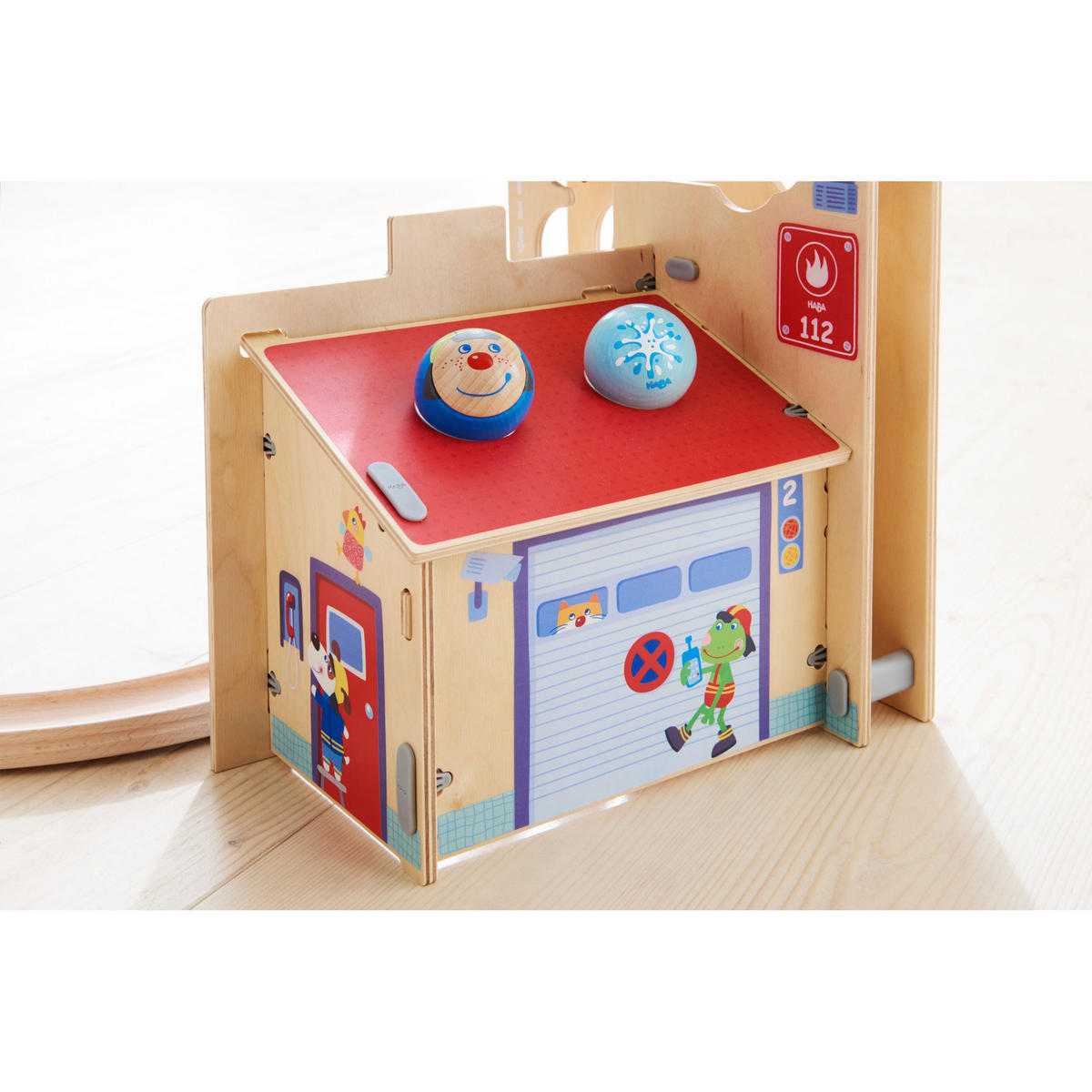 SPIELZEUGAUTO Kullerbü Spielbahn Feuerwehrwache, ab 2 Jahren - Multicolor, Kunststoff (31.5/47.5cm) - Haba