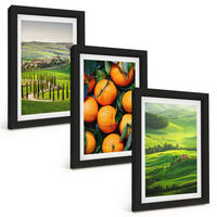 BILDER SET 3er Set - 20x30 cm Schwarzer Rahmen - Italienische Landschaft mit Orangen - Schwarz, Kunststoff (20/30cm) - TULUP
