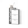 SCHUHKIPPER Ortello Weiß/Beton 80 x 128.3 cm mit 3 Fächern - Weiß/Grau, Holzwerkstoff (80/128.3/24.2cm) - Livinity®