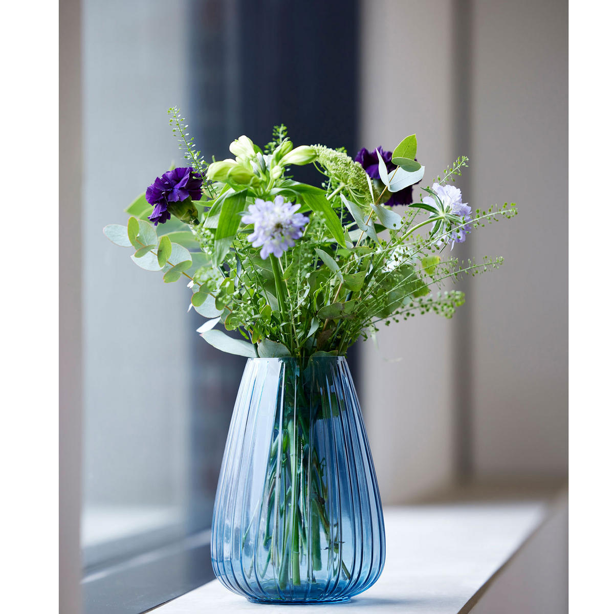 VASE Kusintha 22 cm Blau Glas - Blau, Keramik (23cm) - Bitz