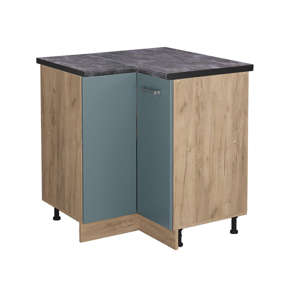 ECKUNTERSCHRANK R-Line Blau-Grau 75.6 cm, AP Anthrazit - Eiche Wotan/Blaugrau, Holzwerkstoff (75.6/81.6/60cm) - Vicco