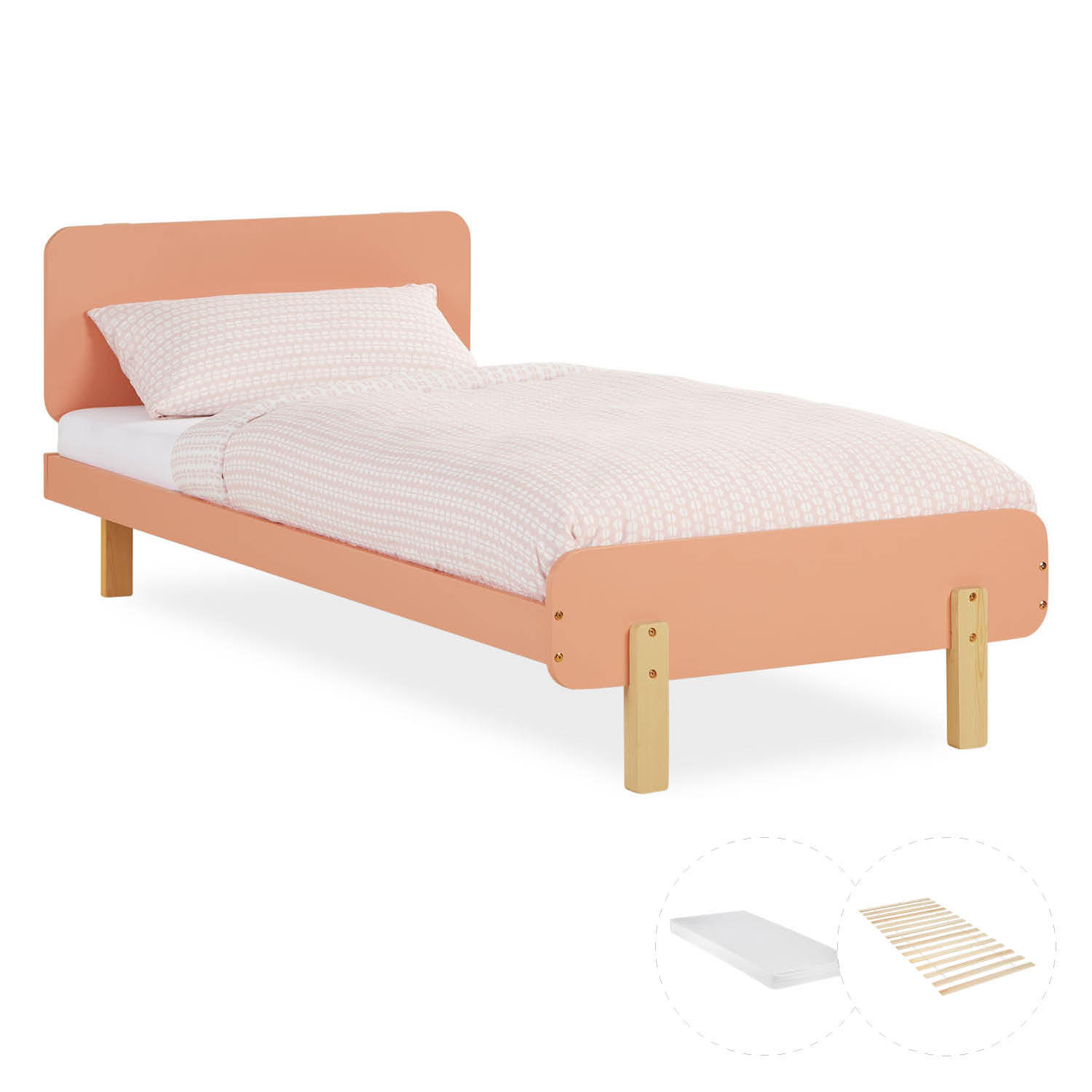 KINDERBETT altrosa 90/200 Lattenrost Matratze - Altrosa, Holz (95/77/209cm) - Homestyle4u