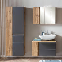 BADMÖBEL-SET 3-TLG. Vasto-03 - Grau, Holzwerkstoff (165/200/35cm) - Lomado