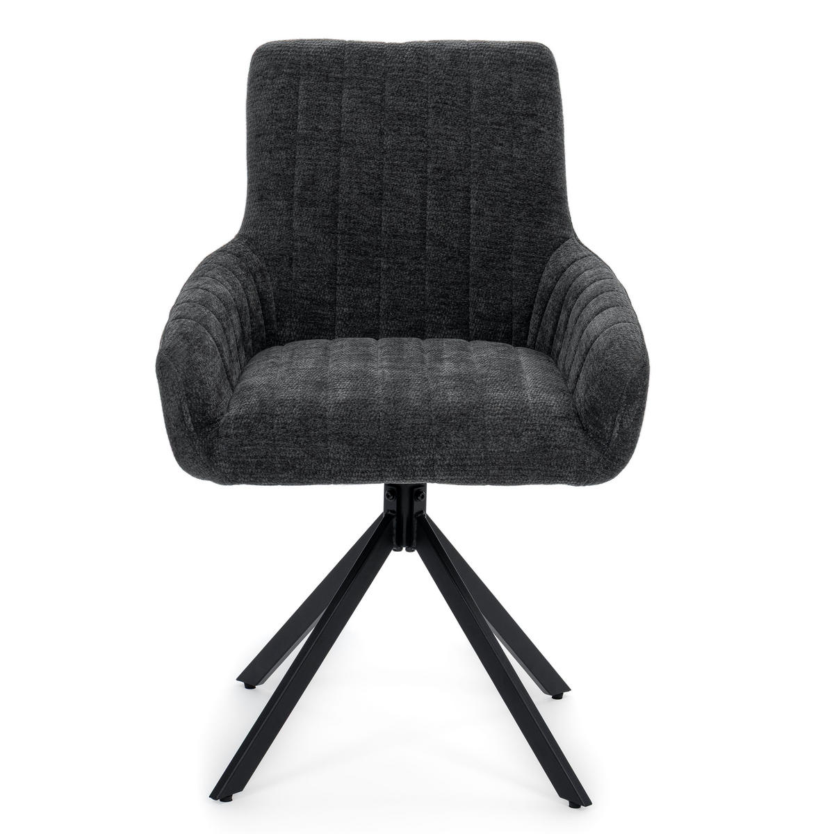 STUHL LUINO drehbar gepolsterter mit Steppung - graphit - Chenille - Dunkelgrau/Schwarz, Textil/Metall (58/87/60cm) - NEW HOME