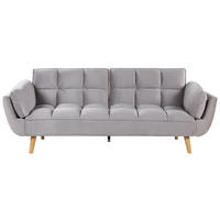 3-SITZER-SCHLAFSOFA Samtstoff Hellgrau Asby - Hellgrau, Textil (218/82/83cm) - Beliani