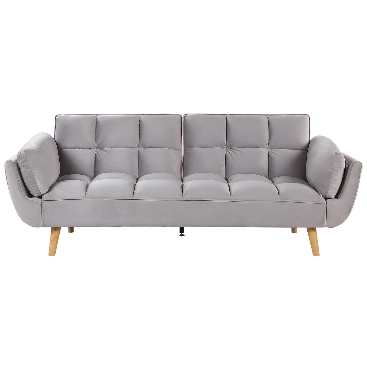 3-SITZER-SCHLAFSOFA Samtstoff Hellgrau Asby - Hellgrau, Textil (218/82/83cm) - Beliani