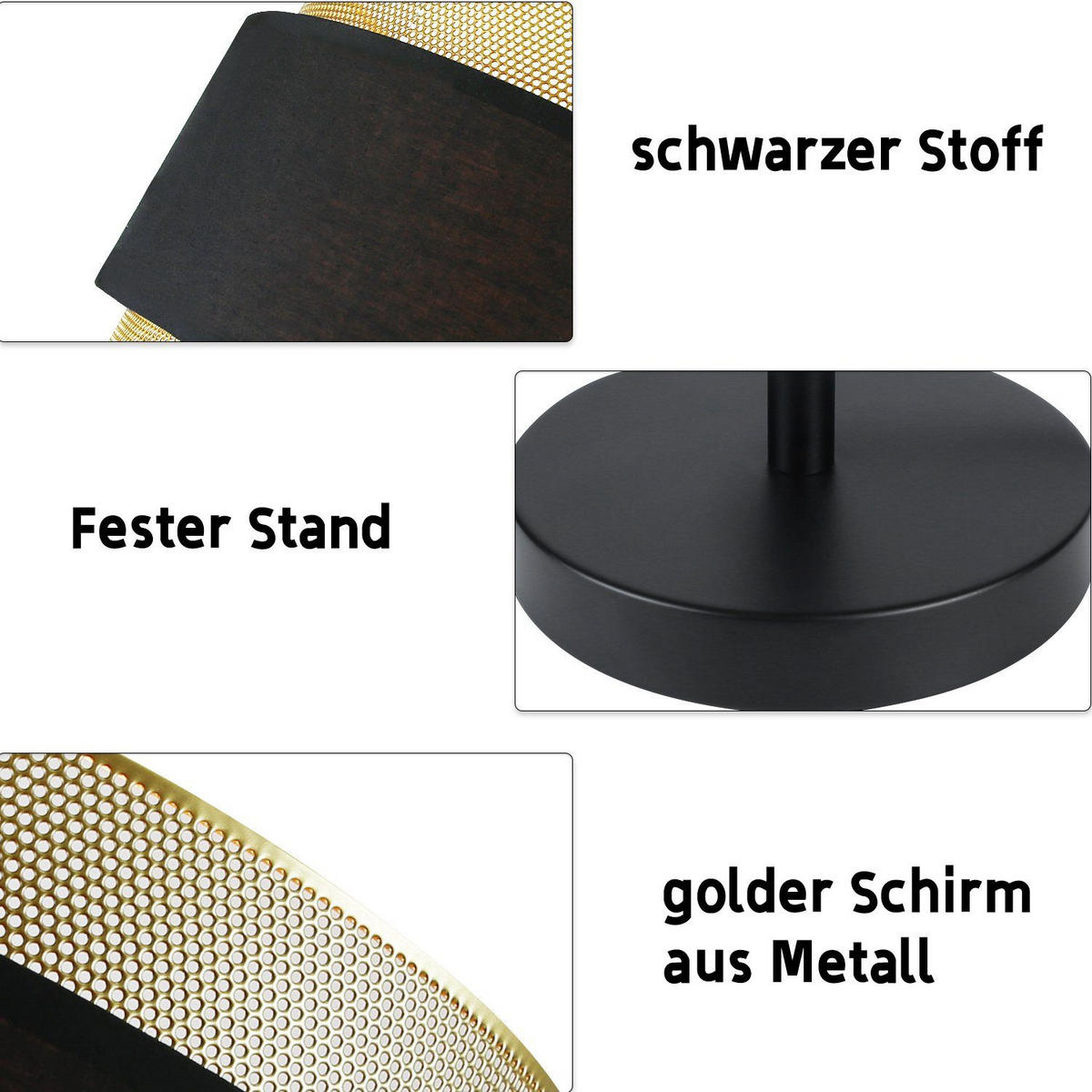 TISCHLEUCHTE Bottrop 14/20/31 cm - Schwarz, Metall (20/14/31cm) - Nettlife