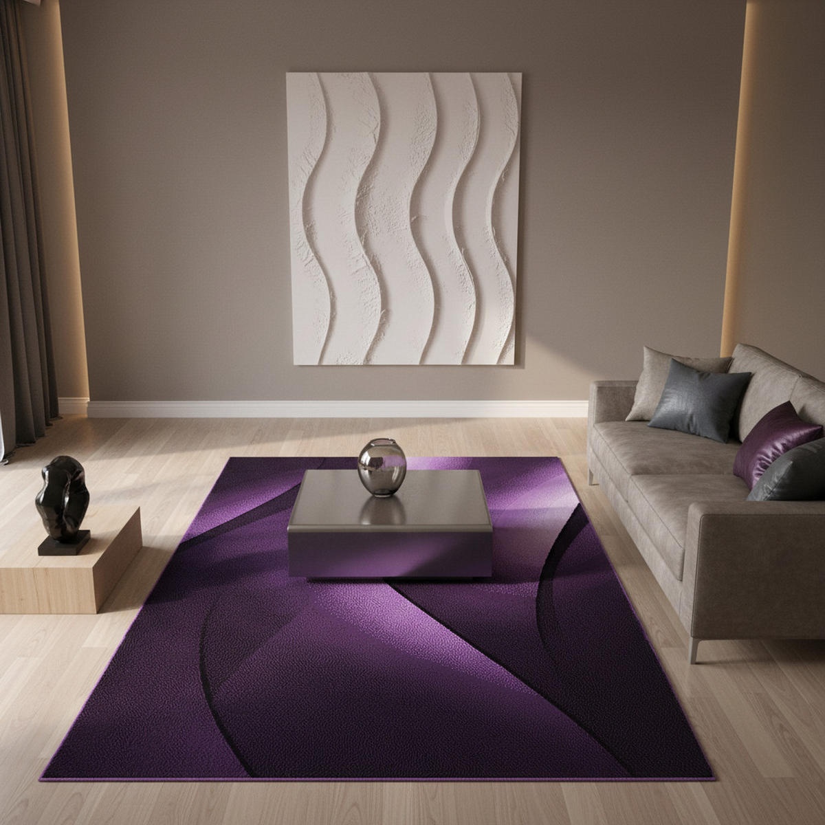 TEPPICH Kurzflor Ombre-Verlauf Polypropylen Wohnzimmer Violett Rechteckig 160x230 - Lila, Textil (160/230cm) - KADIMA DESIGN