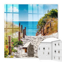 SCHLÜSSELBOX Weiß 30x30 cm – Türöffnung nach rechts - Küstenweg - Blau, Metall (30/30/5cm) - TULUP