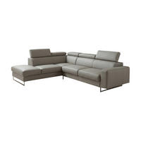 ECKSOFA Gotham Echtleder mit Bettfunktion Perlgrau - Hellgrau, Leder/Metall (227/237cm)