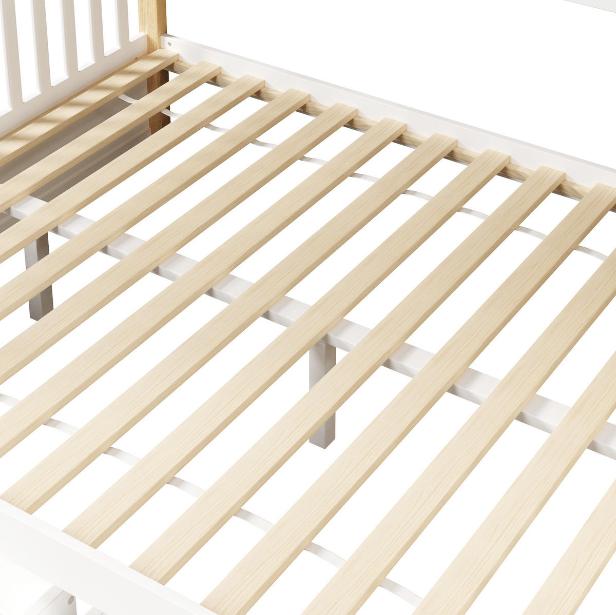 HOCHBETT 90/200-140/200 cm aus Kiefernholz mit Schubladen, Weiß - Weiß, Holz (90/200cm) - OKMYHOME