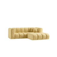 ECKSOFA Modulares In L-Form, Velvet-Stoff Riviera, Buttergelb, Rechts, GRAND - Hellgelb, Holz (227/179cm) - Kaiser Möbel