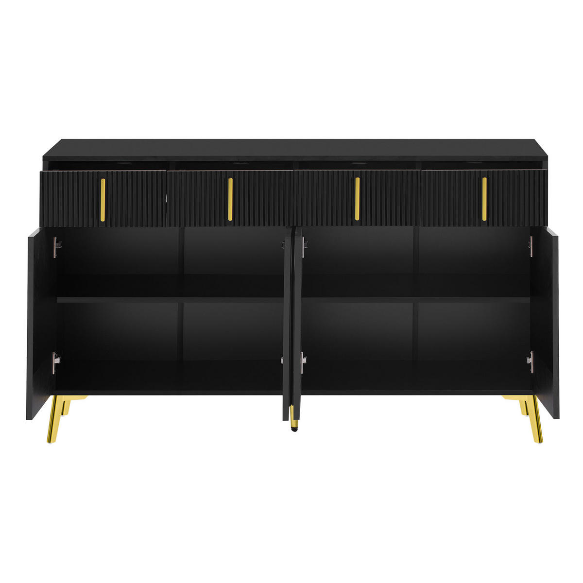 SIDEBOARD Schwarz 140/37,8/82 cm - Schwarz, Holzwerkstoff/Metall (37.8/82/140cm) - Urban Meuble