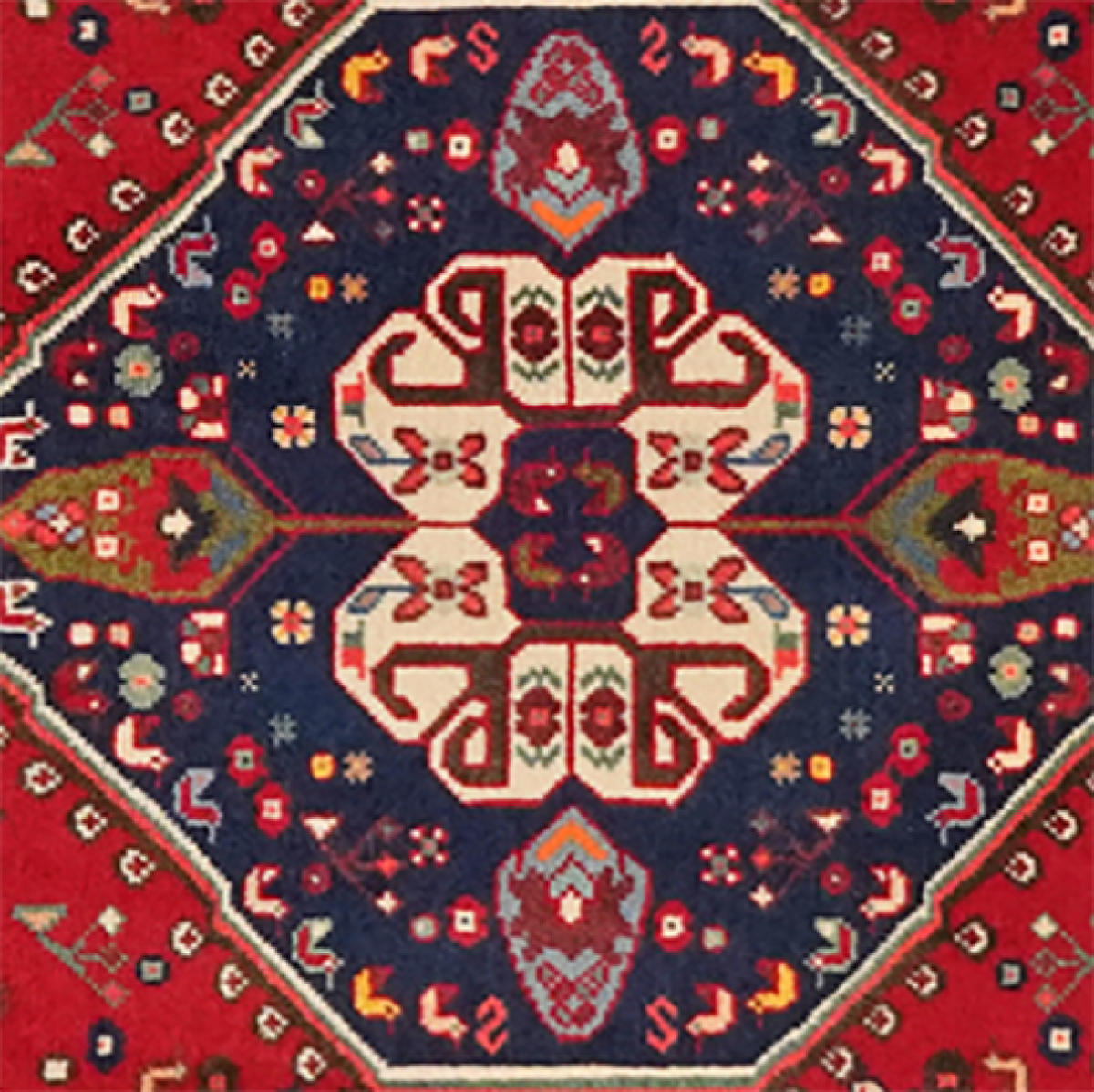 TEPPICH Gashgai Rot 61/61 cm Schurwolle - Rot, Textil (61/61cm) - Looma