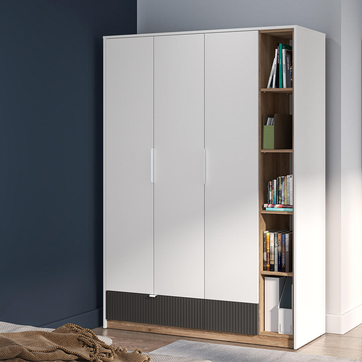 SCHRANK 3 Türen Ronan Weiß - Weiß, Holzwerkstoff (138/196/53cm) - Petits-meubles