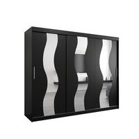 SCHWEBETÜRENSCHRANK 200/250/62 2-türig - Silberfarben/Schwarz, Holz/Kunststoff (250/200/62cm) - Abiks Möbel