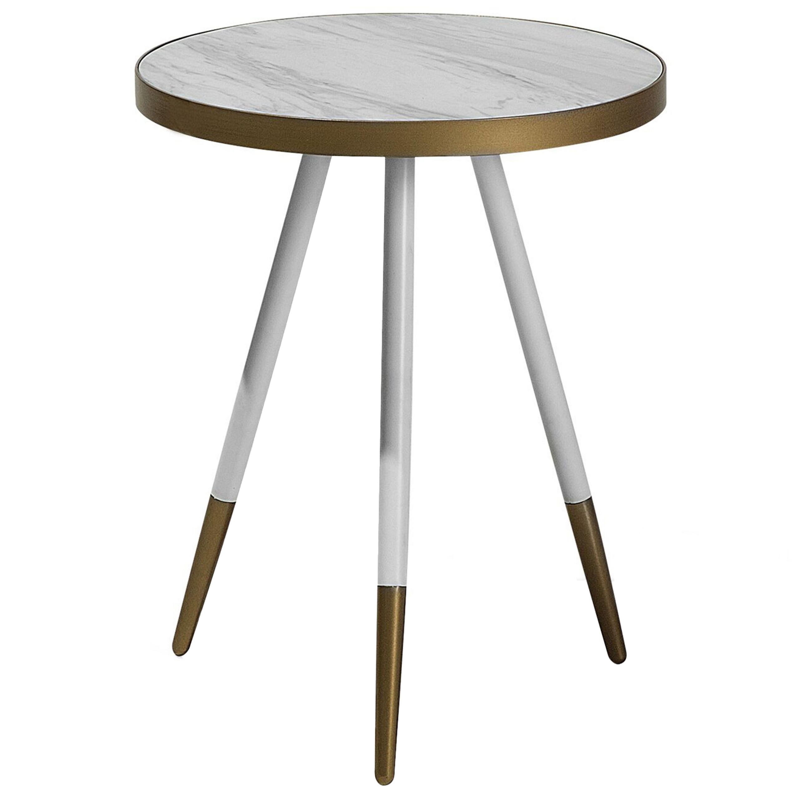 BEISTELLTISCH Marmor Optik weiß/gold 44 cm Ramona - Goldfarben/Weiß, Holzwerkstoff (44/44/55cm) - Beliani