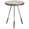 BEISTELLTISCH Marmor Optik weiß/gold 44 cm Ramona - Goldfarben/Weiß, Holzwerkstoff (44/44/55cm) - Beliani