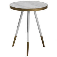 BEISTELLTISCH Marmor Optik weiß/gold 44 cm Ramona - Goldfarben/Weiß, Holzwerkstoff (44/44/55cm) - Beliani
