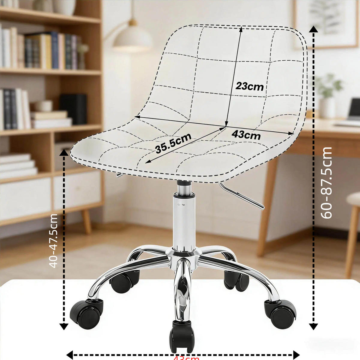 BÜROSTUHL höhenverstellbar Samt Dark Grey - Dunkelgrau, Metall (43/67.5/43cm) - Meubliv