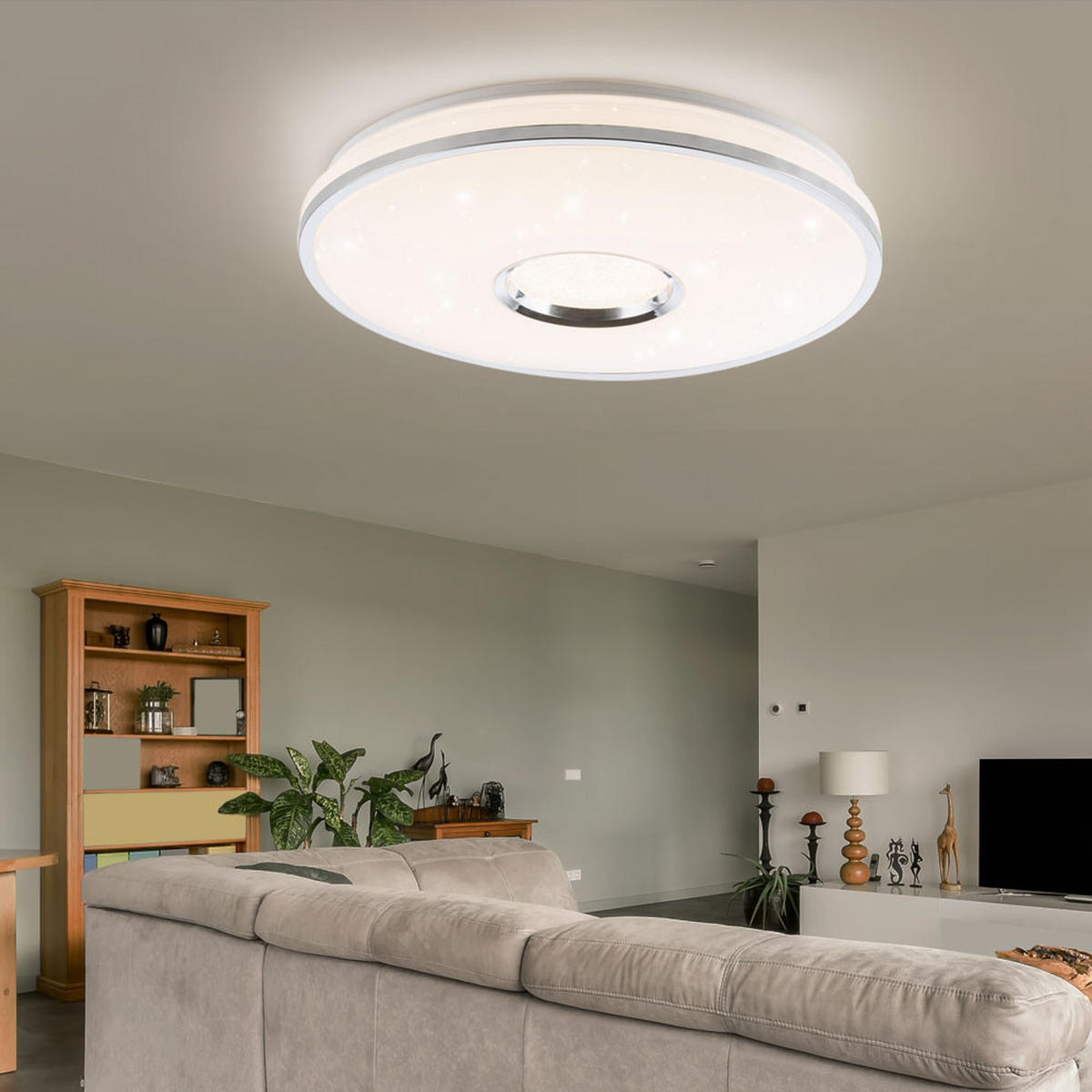LED DECKENLEUCHTE Metall Weiß Chrom - Weiß, Kunststoff/Metall (49/49/7.8cm) - Globo Lighting