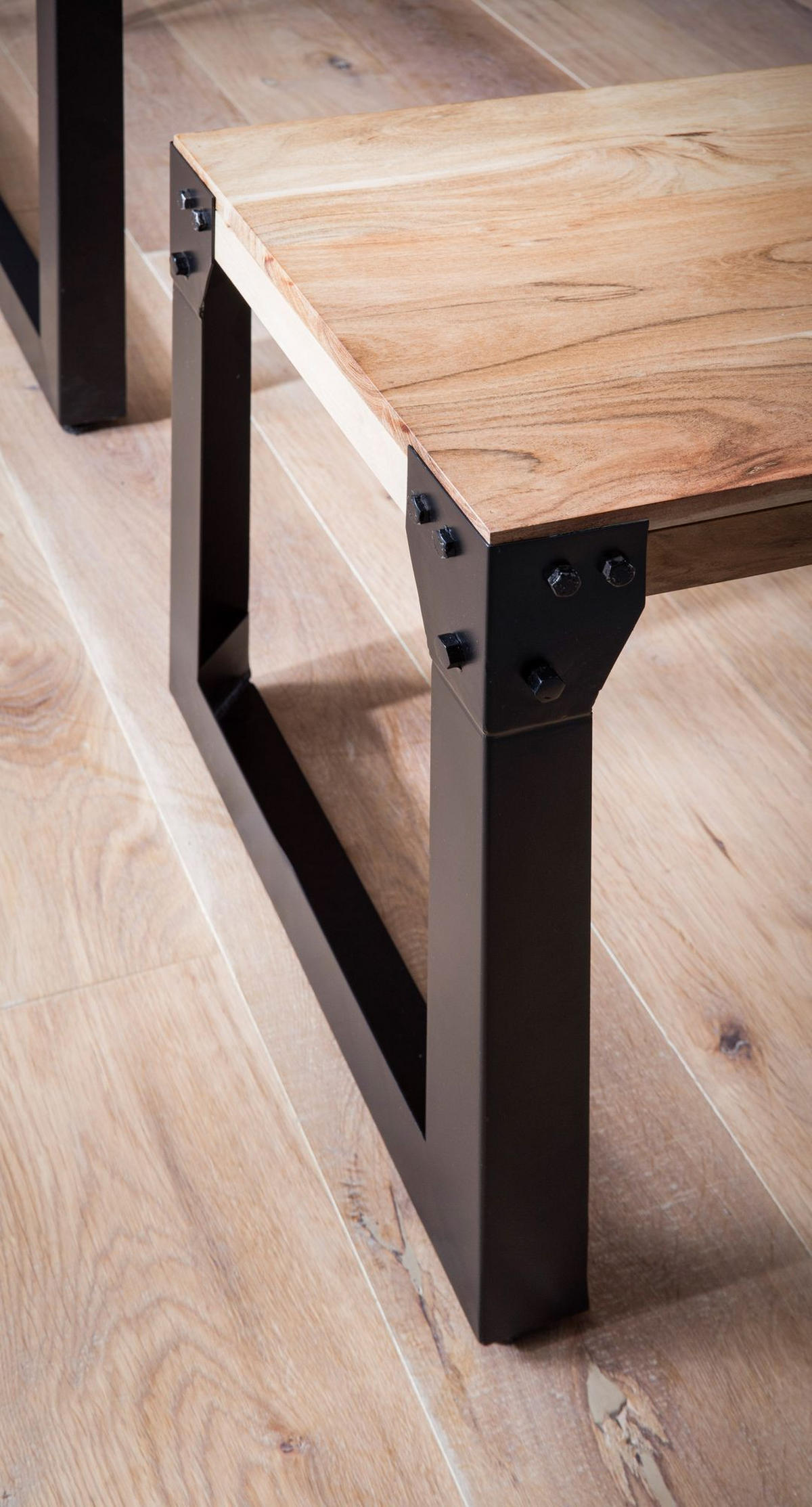 ESSZIMMERBANK Massivholz Metall ohne Lehne, Akazie 120x40x45 cm - Schwarz/Braun, Holz/Metall (120/45/40cm) - KADIMA DESIGN