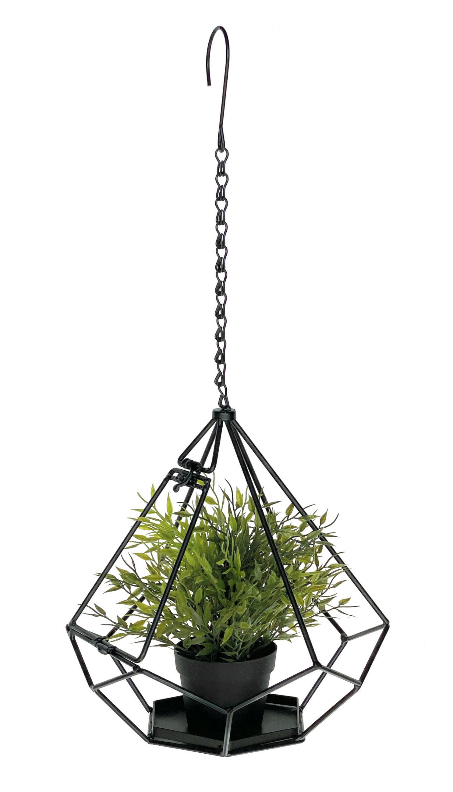 BLUMENAMPEL Innen Metall Wand 64 cm 96075 S mit Tür 6 Ecken - Schwarz, Metall (29/64/29cm) - DanDiBo