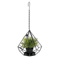 BLUMENAMPEL Innen Metall Wand 64 cm 96075 S mit Tür 6 Ecken - Schwarz, Metall (29/64/29cm) - DanDiBo
