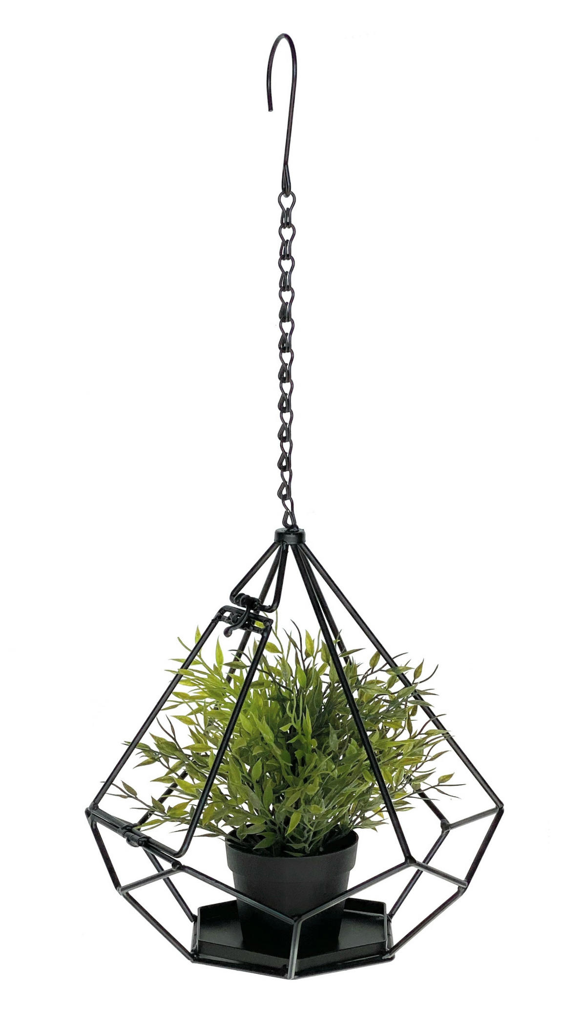 BLUMENAMPEL Innen Metall Wand 64 cm 96075 S mit Tür 6 Ecken - Schwarz, Metall (29/64/29cm) - DanDiBo