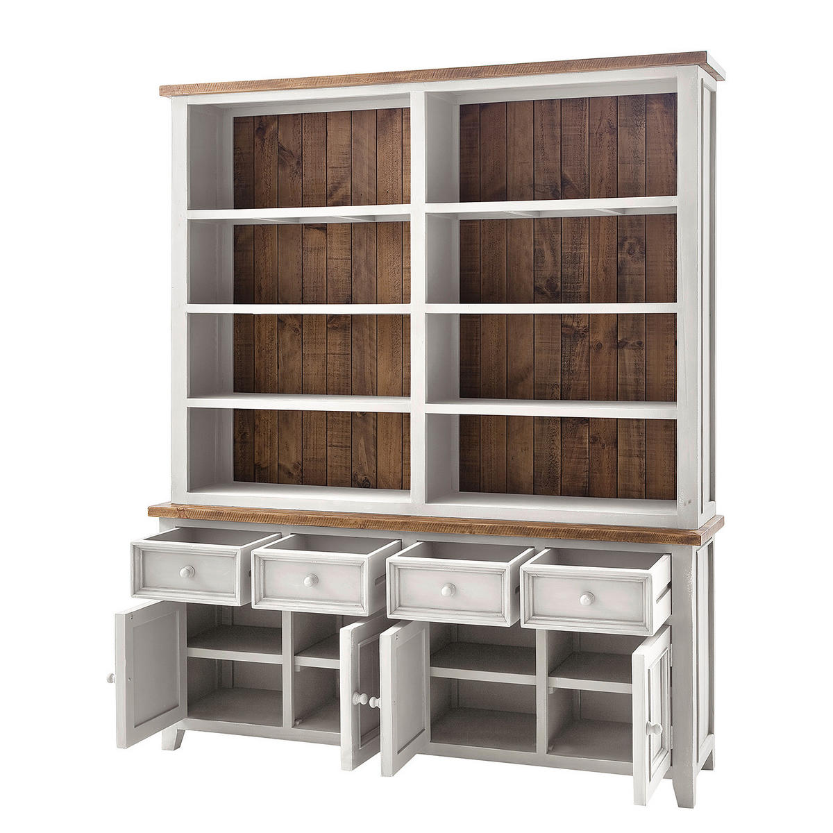 REGAL - Kiefer massiv - Weiß, Holz (180/220/45cm) - home24