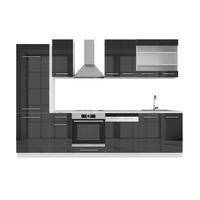 KUCHYNSKÝ KÚT Fame-Line Antracit vysoký lesk/biela 300 cm , AP Marble - biela/čierna s vysokým leskom, kompozitné drevo (300/206.8/60cm) - Vicco