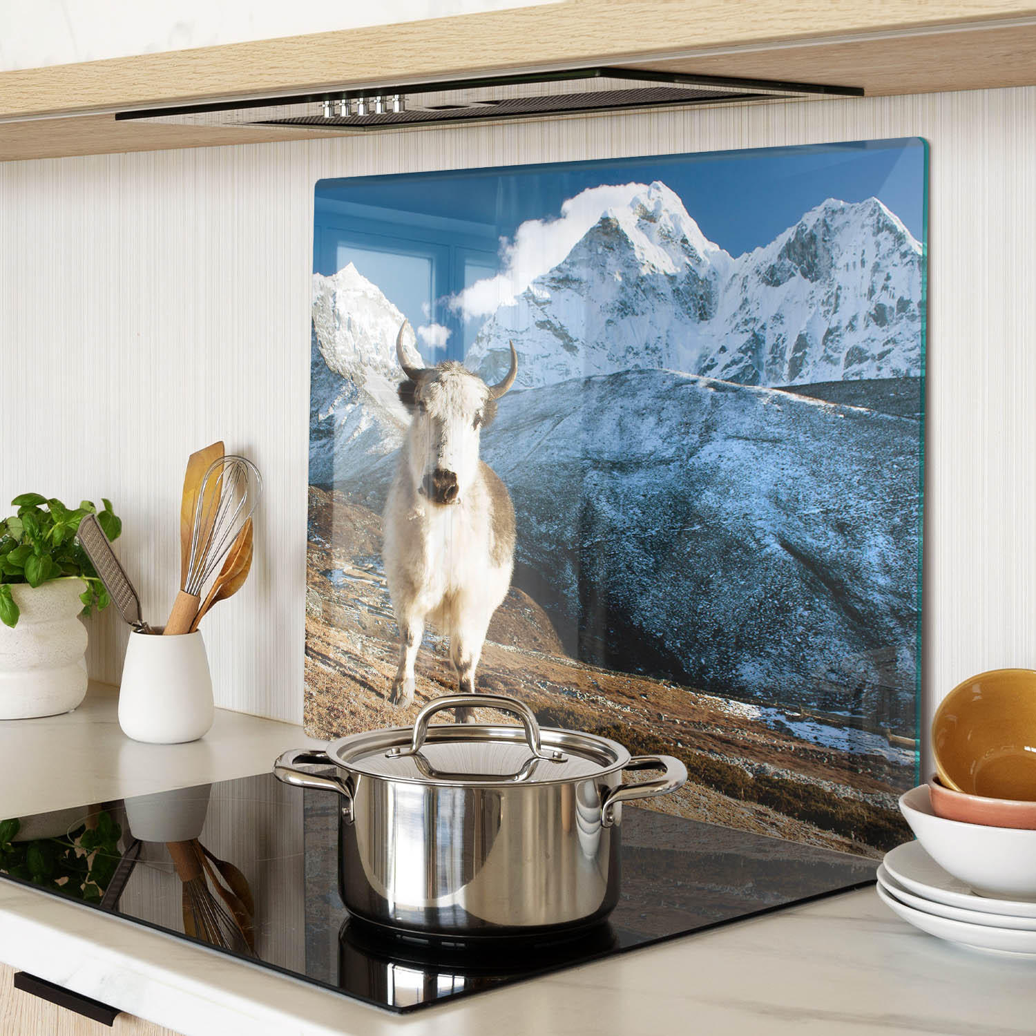 GLASPLATTE 60x52 cm Berge Wie - Violett/Braun, Glas (60/0.4/52cm) - TULUP
