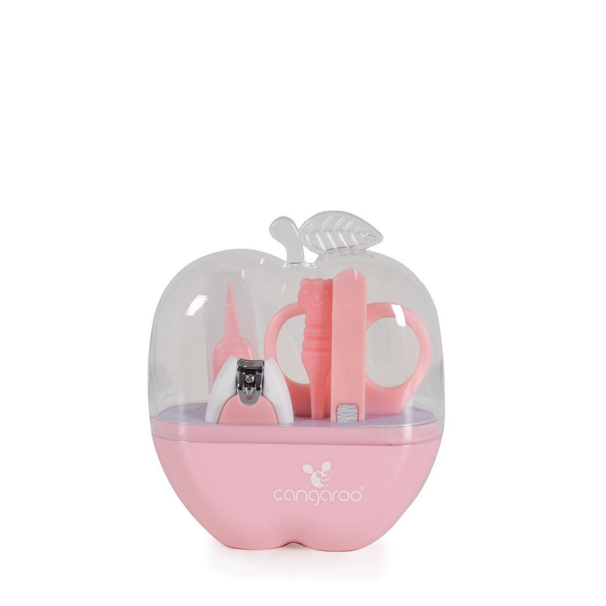 NAGELPFLEGESET Apfel rosa Nagelschere, Nagelknipser, Nagelfeile, Pinzetten, Reiseetui, ab Geburt - Rosa, Metall (10/4cm) - Cangaroo