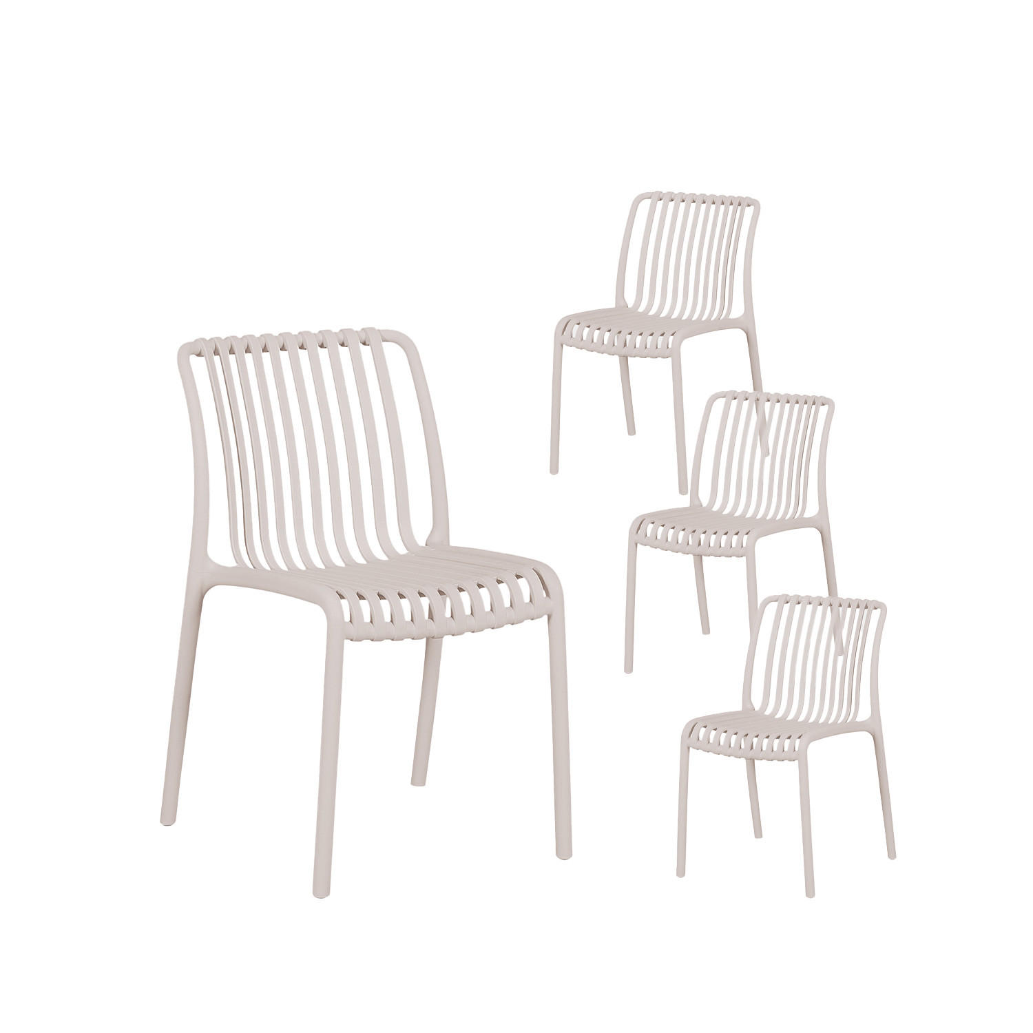 GARTENSTUHL Ollie Beige 45 cm x 78 cm 4er-Set - Beige, Kunststoff (45/78/62cm) - Klast Home