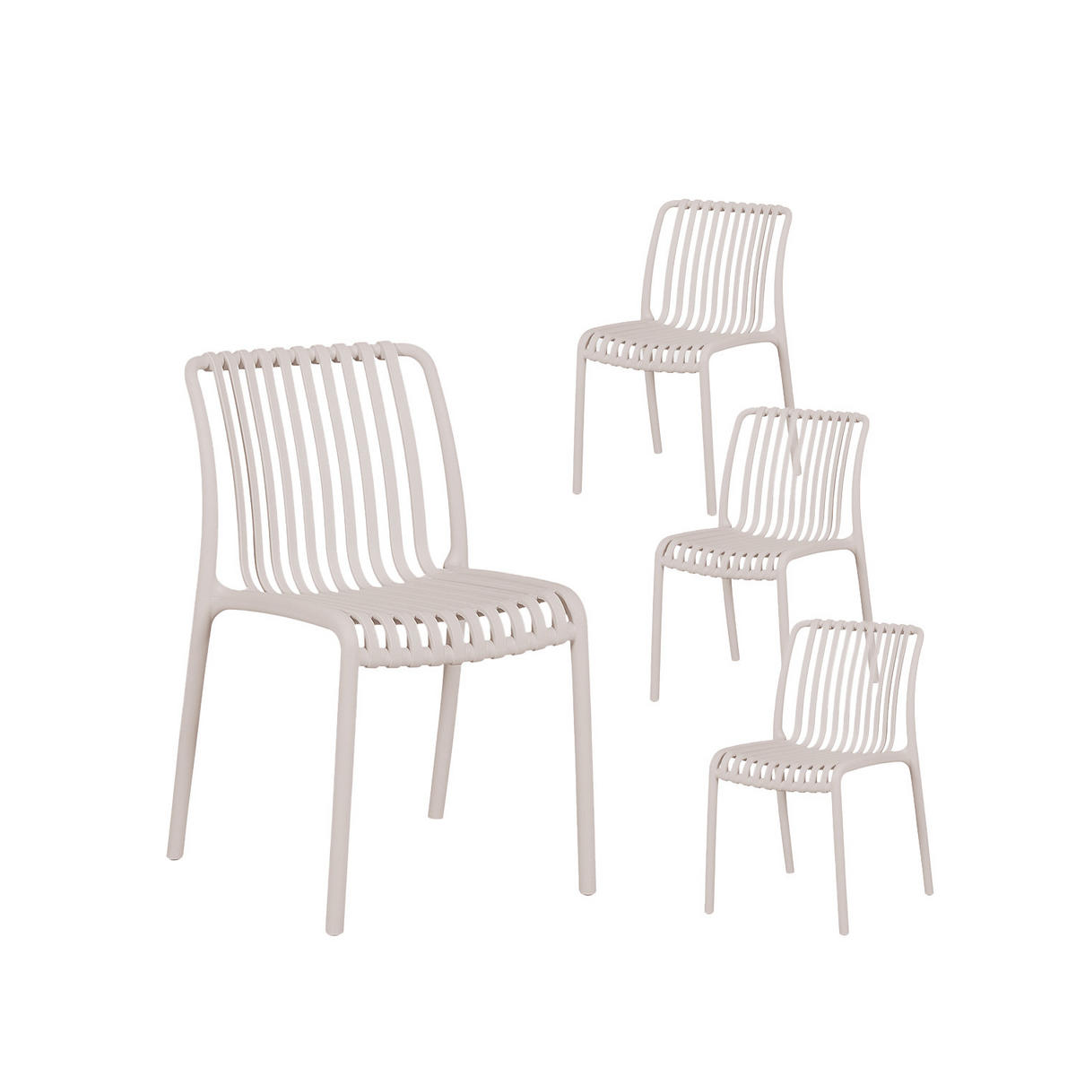 GARTENSTUHL Ollie Beige 45 cm x 78 cm 4er-Set - Beige, Kunststoff (45/78/62cm) - Klast Home