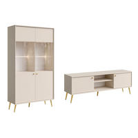 WOHNZIMMER SET 2-TEILIG Rose sandbeige 261,5 / 40,5 / 191cm - Beige/Goldfarben, Holzwerkstoff/Metall (261.5/191/41cm) - Feldmann-Wohnen