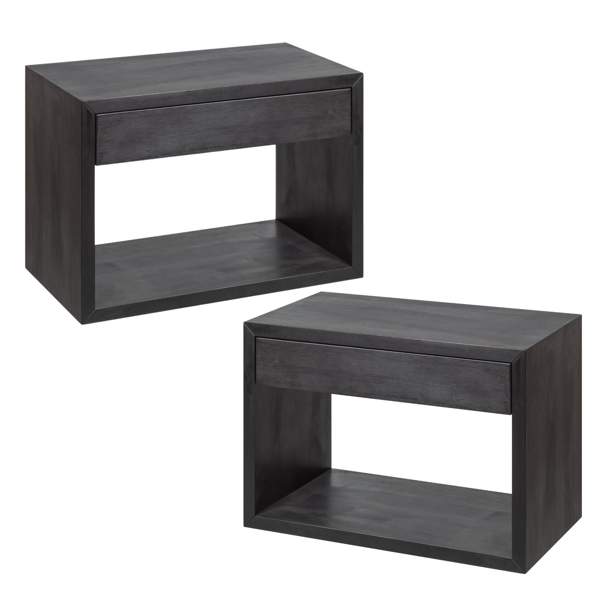 NACHTTISCH Hugo 2er Set, schwarze Birke, 30/55/39 cm - Schwarz, Holz (55/39/30cm) - WOODEK