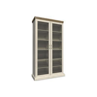 VITRINENSCHRANK ARVEN mit Glastüren und 4 Einlegeböden, Cremeweiß - Eichefarben/Creme, Holz (87/187/39cm) - KONSIMO®