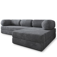 ROHOVÁ SEDAČKA ETERA modulární Boneless pohovka s funkcí spaní, grafitová TILIA 90 - tmavě šedá, textil (270/160cm) - MASSENO