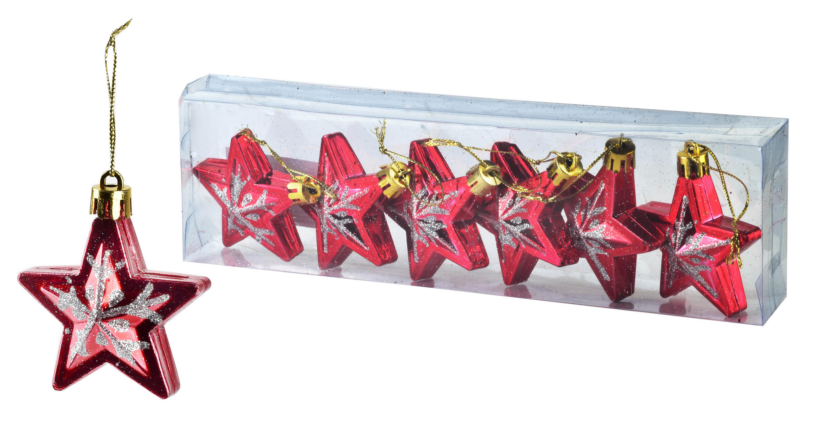 CHRISTBAUMKUGEL-SET Santa Lila Rot 6/5.5/6 cm Kunstoff - Rot, Kunststoff (5.5/6/6cm) - Mondex