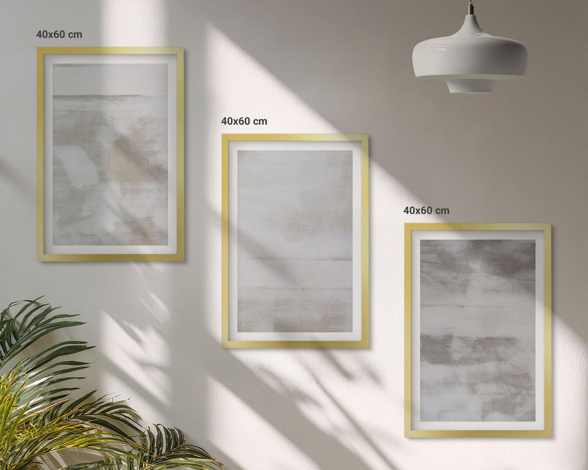 BILDER SET 3er Set - 40x60 cm Goldrahmen - Moderne, Used-Look-Texturen - Goldfarben, Kunststoff (40/60cm) - TULUP