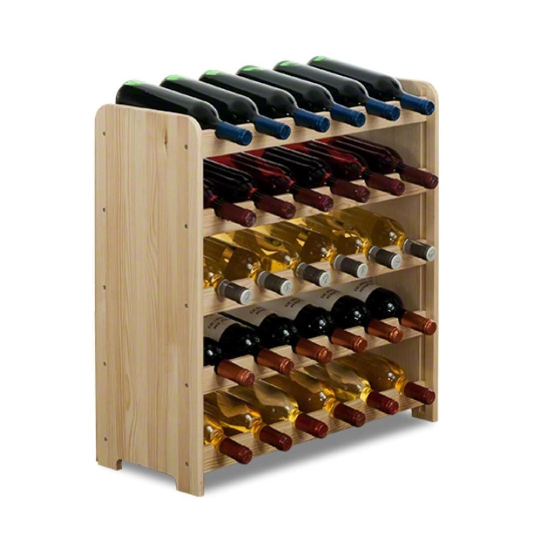 WEINREGAL Pinotwine C 61,6x63,2x26,5 cm 30 Flaschen Massives Kiefernholz Natur Unbehandelt - Naturfarben, Holz (63.2/61.6/26.5cm) - PROREGAL