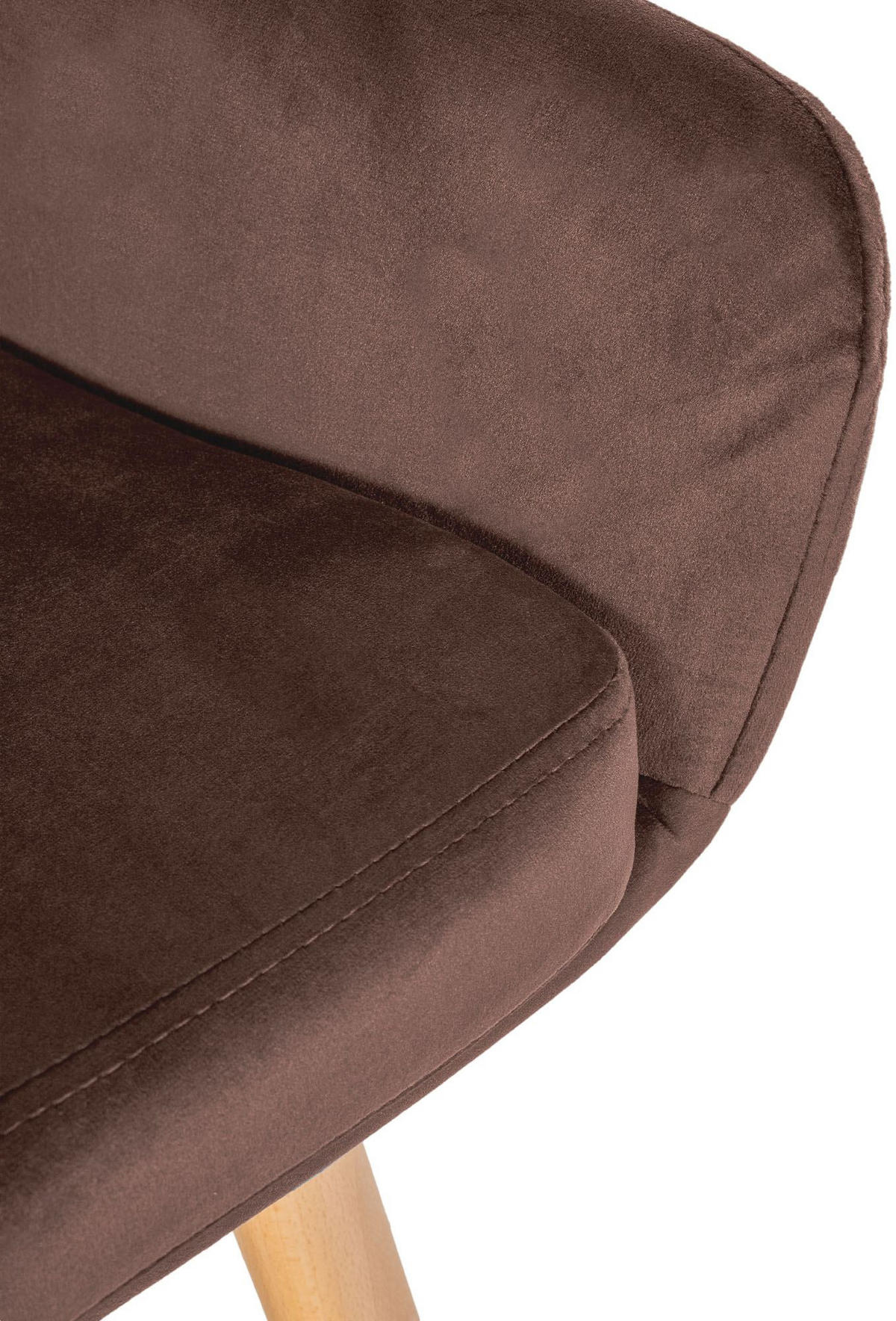 BARHOCKER Samt coffee - Hellbraun/Eukalyptusholzfarben, Holz/Textil (51/101/50cm) - CLP