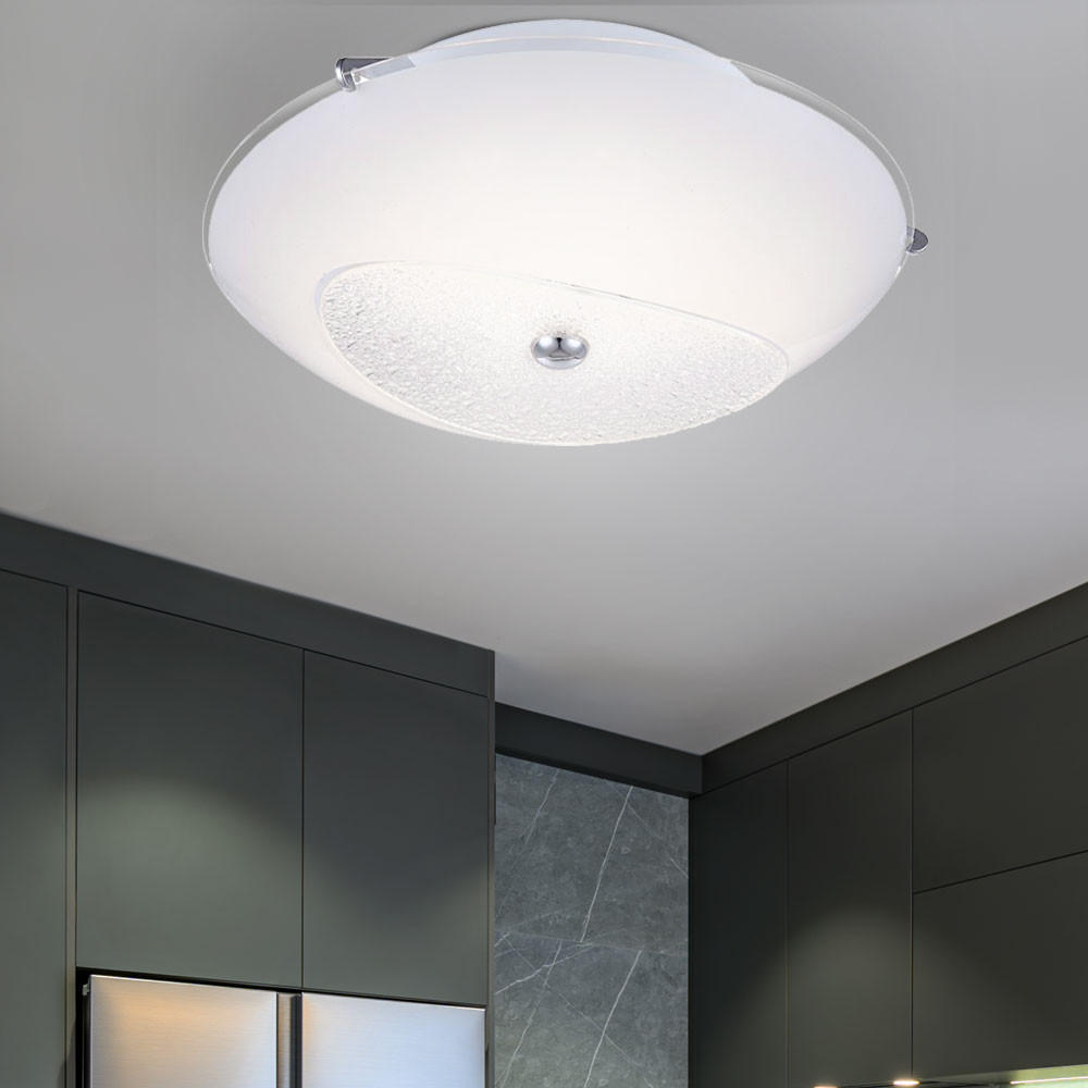 LED DECKENLEUCHTE Metall Kristalloptik Weiß - Weiß, Glas (30/30/9.5cm) - Globo Lighting