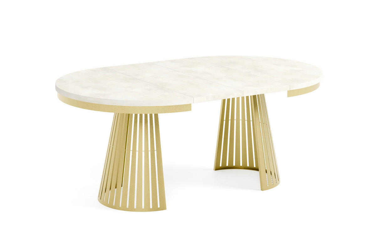 ESSTISCH Cone Bis - Goldfarben/Creme, Holzwerkstoff/Metall (120/120/76cm) - Meblini
