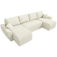 WOHLANDSCHAFT Rotterdam U mit Schlaffunktion Beige Bouclé - Beige, Textil (310/80/141cm) - Bromarkt