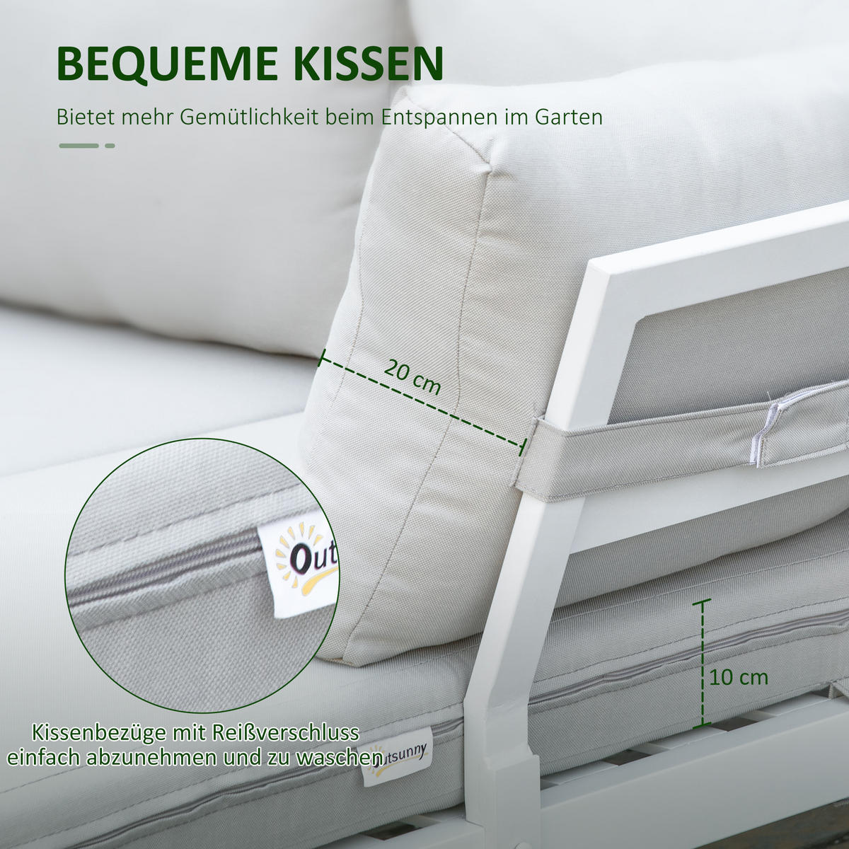 GARTENMÖBEL Set, Alu, Polyester, Beige - Beige, Kunststoff/Metall - Outsunny