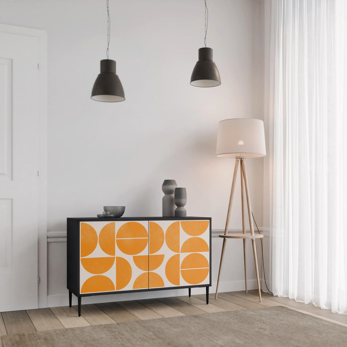 SIDEBOARD RECURRING DREAMS, Eicheneffekt, 111x42x77,5 cm, 2 Türen - Eichefarben/Buchefarben, Holzwerkstoff/Buchenholz (111/77.5/42cm) - SpaceRebels