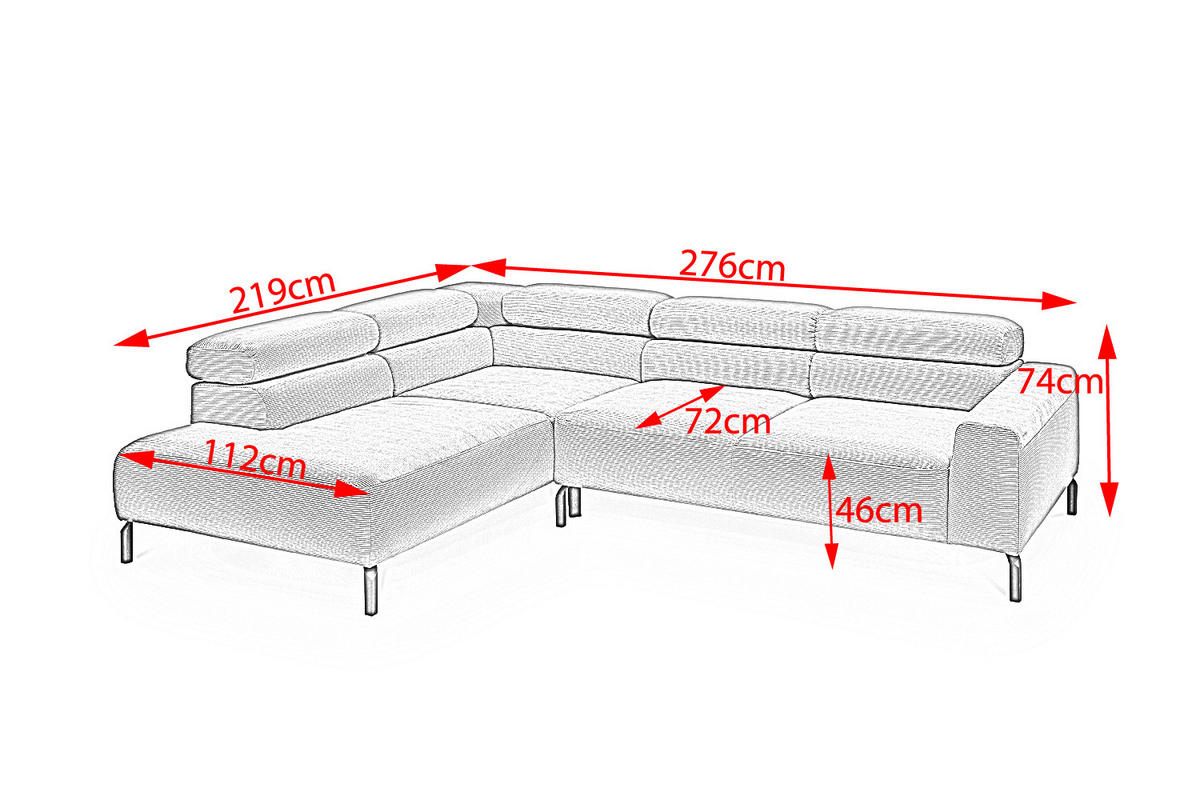 ECKSOFA MIT MOTORISCHEM SITZVORZUG DELIA Smaragdgrün Cord - Smaragdgrün/Schwarz, Textil/Metall (276/219cm) - KAWOLA